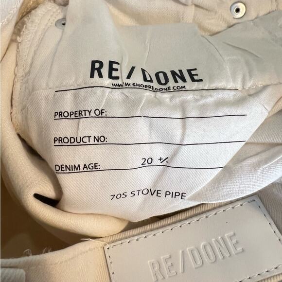 NWT RE/DONE 70s High-Rise Stove Pipe Jeans Vintage White sz 27 Revolve msrp $265 - Picture 11 of 11